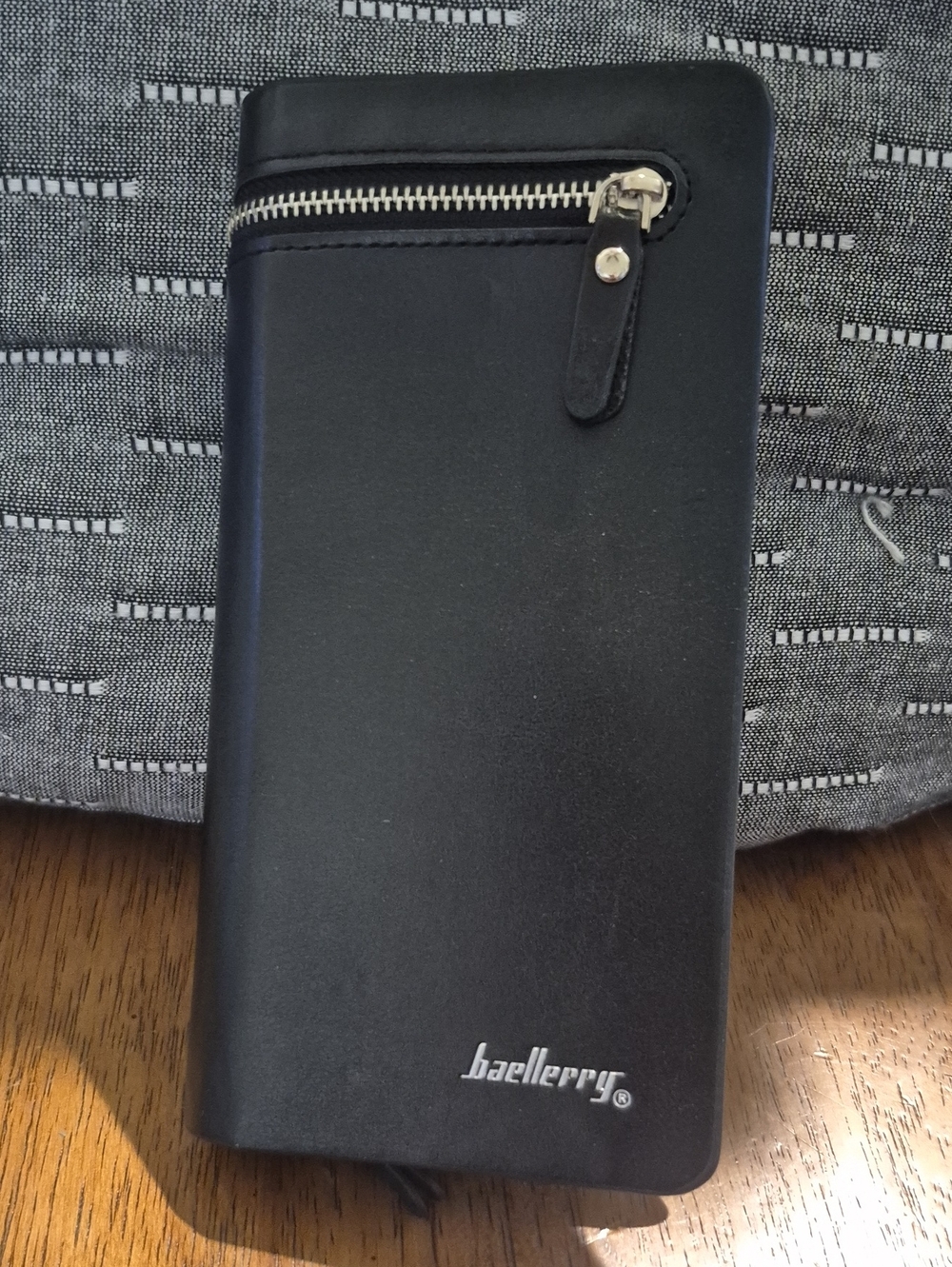 Baellerry Black Men's Zip-Around Leather Wallet Phone Pouch